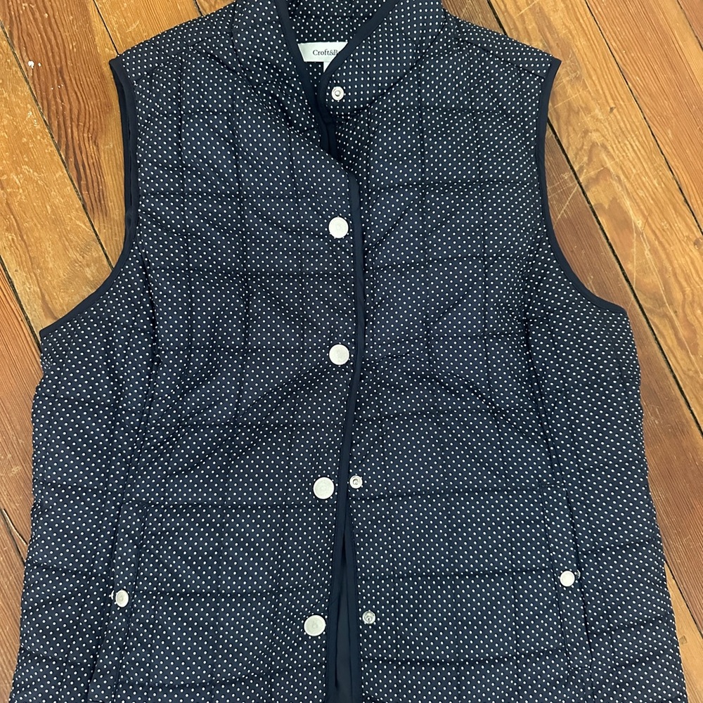 Croft & Barrow Navy and White Polka Dot Vest
